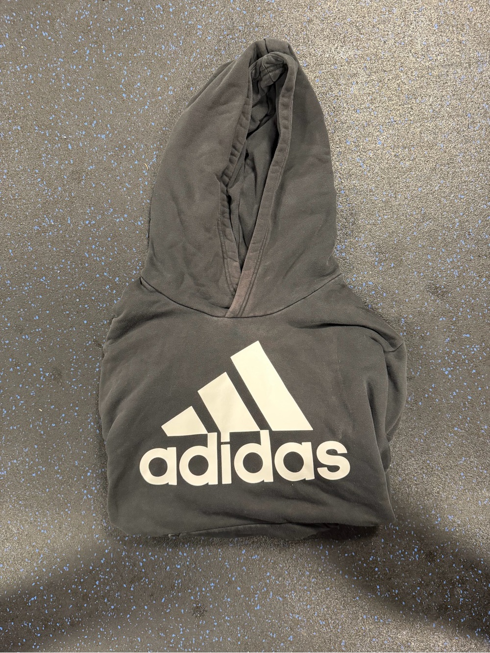 adidas Black Hoodie with White Trefoil-Style Logo